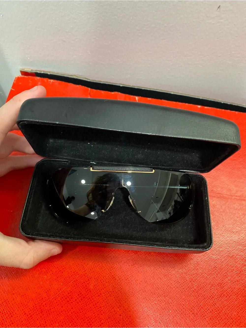 Versace 2140 1002/87 135 3N Black/Gold Aviator Sunglasses w OG Case